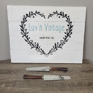 Vintage Cake‎ Pie Server Set, Stainless Steel Blade, Wood Handle, Serrated Edge